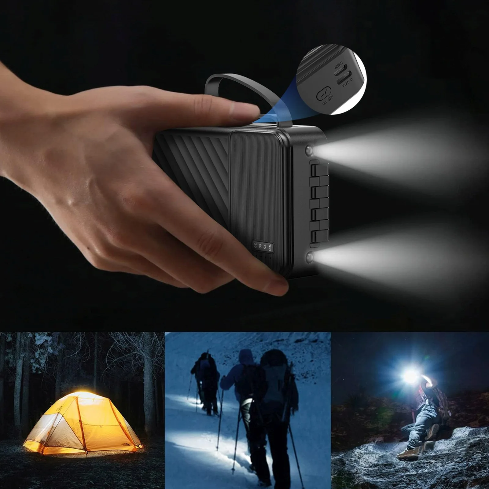 Powerbank K11 Pro 20000mAh z wbudowanymi kablami - czarny 5