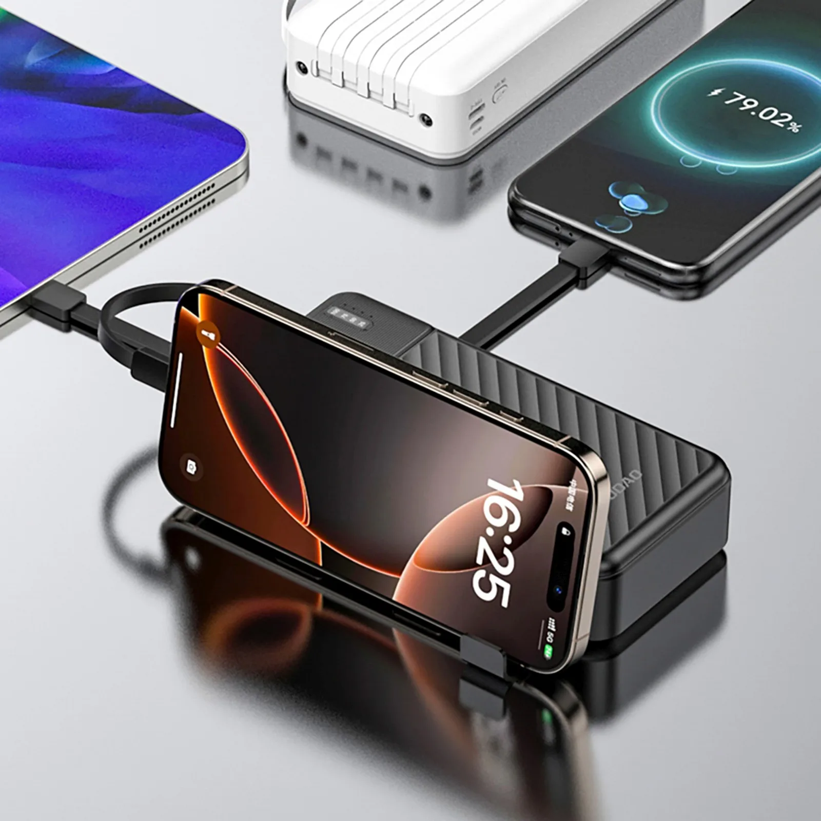 Powerbank K11 Pro 20000mAh z wbudowanymi kablami - czarny 6