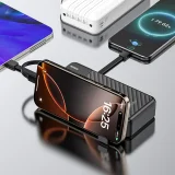 K11 Pro 20000mAh Power Bank s ugrađenim kabelima - crna 6
