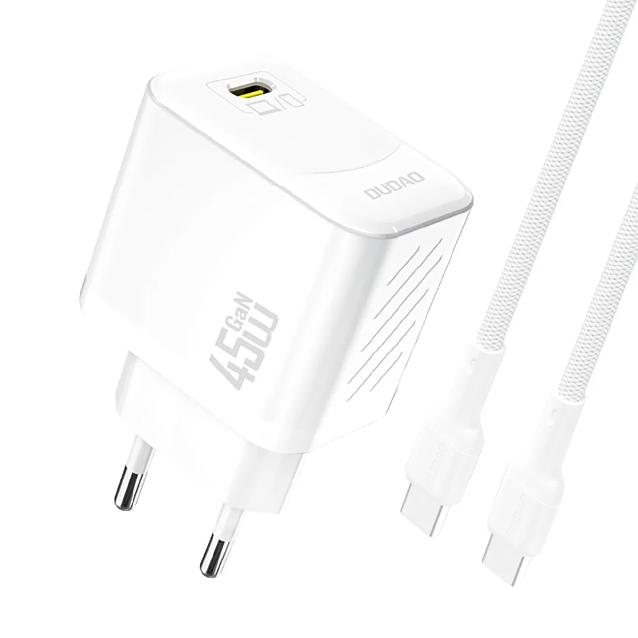 Încărcător de perete GaN cu cablu USB-C, 45 W - alb Încărcător de perete GaN cu cablu USB-C, 45 W - alb