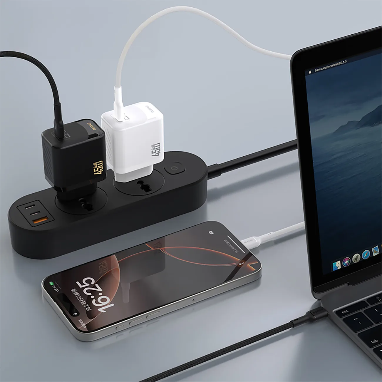 Încărcător de perete GaN cu cablu USB-C, 45 W - alb 3