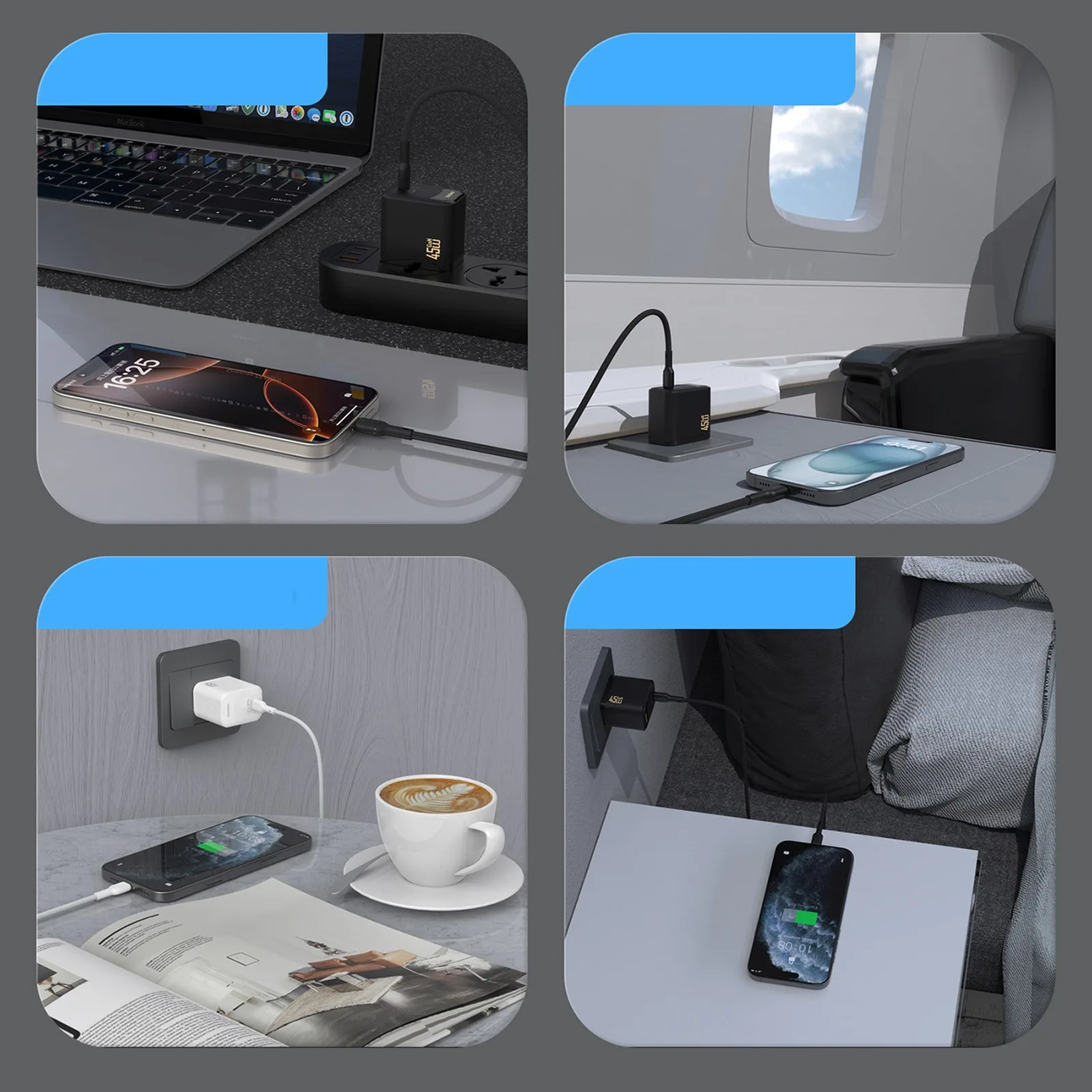 Încărcător de perete GaN cu cablu USB-C, 45 W - alb 4