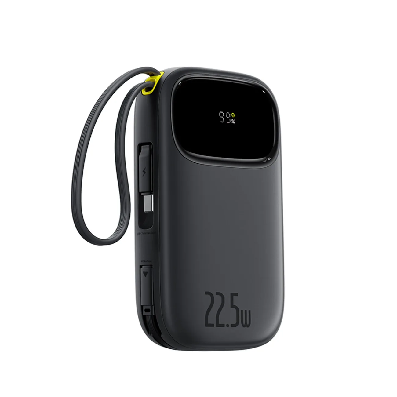 Powerbanka 10 000 mAh 22,5 W s displejom, káblami USB-C a iPhone Lightning – čierna 2