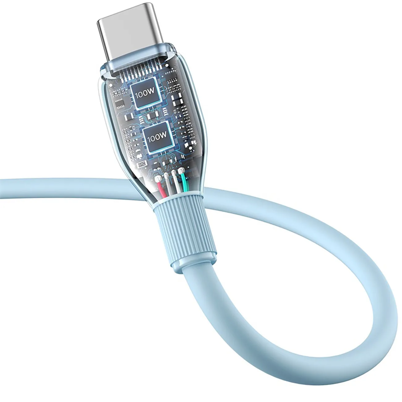 Kabel przewód Pudding USB-A USB-C 100W 2m - niebieski 4