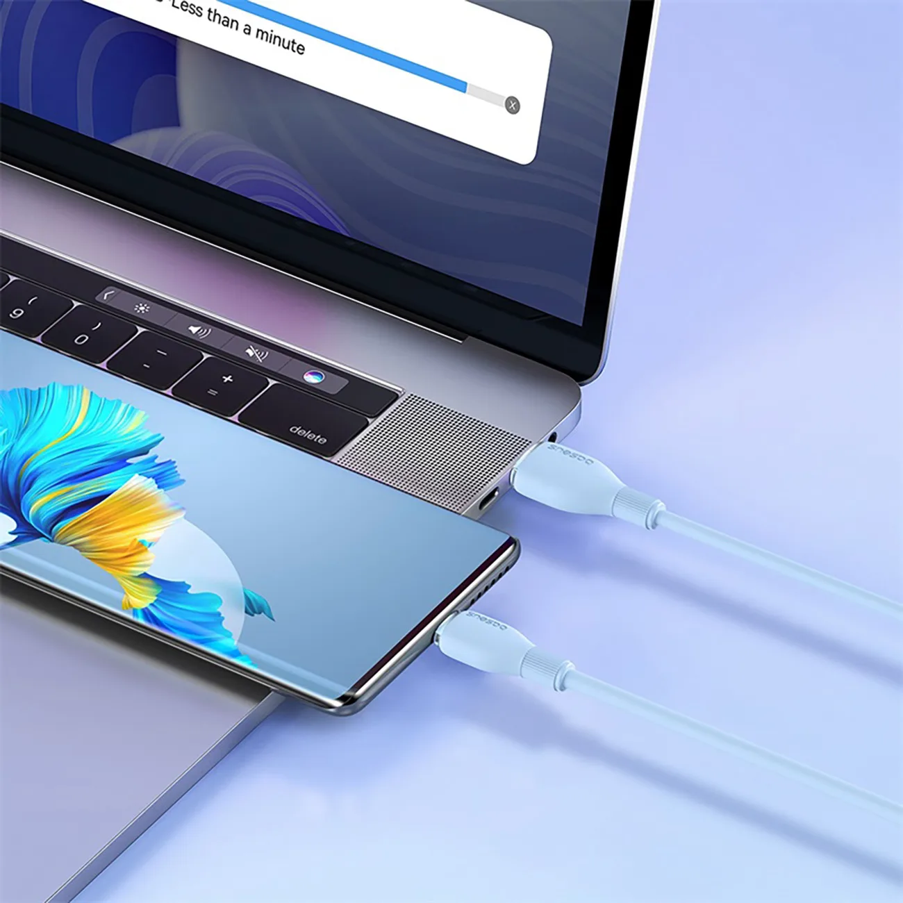 Kabel przewód Pudding USB-A USB-C 100W 2m - niebieski 8