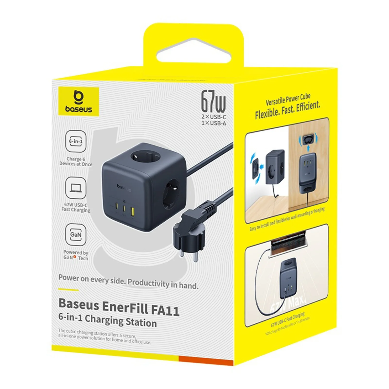 USB-A/USB-C produžni kabel za napajanje s EU utikačem, 67 W, 1,5 m 8