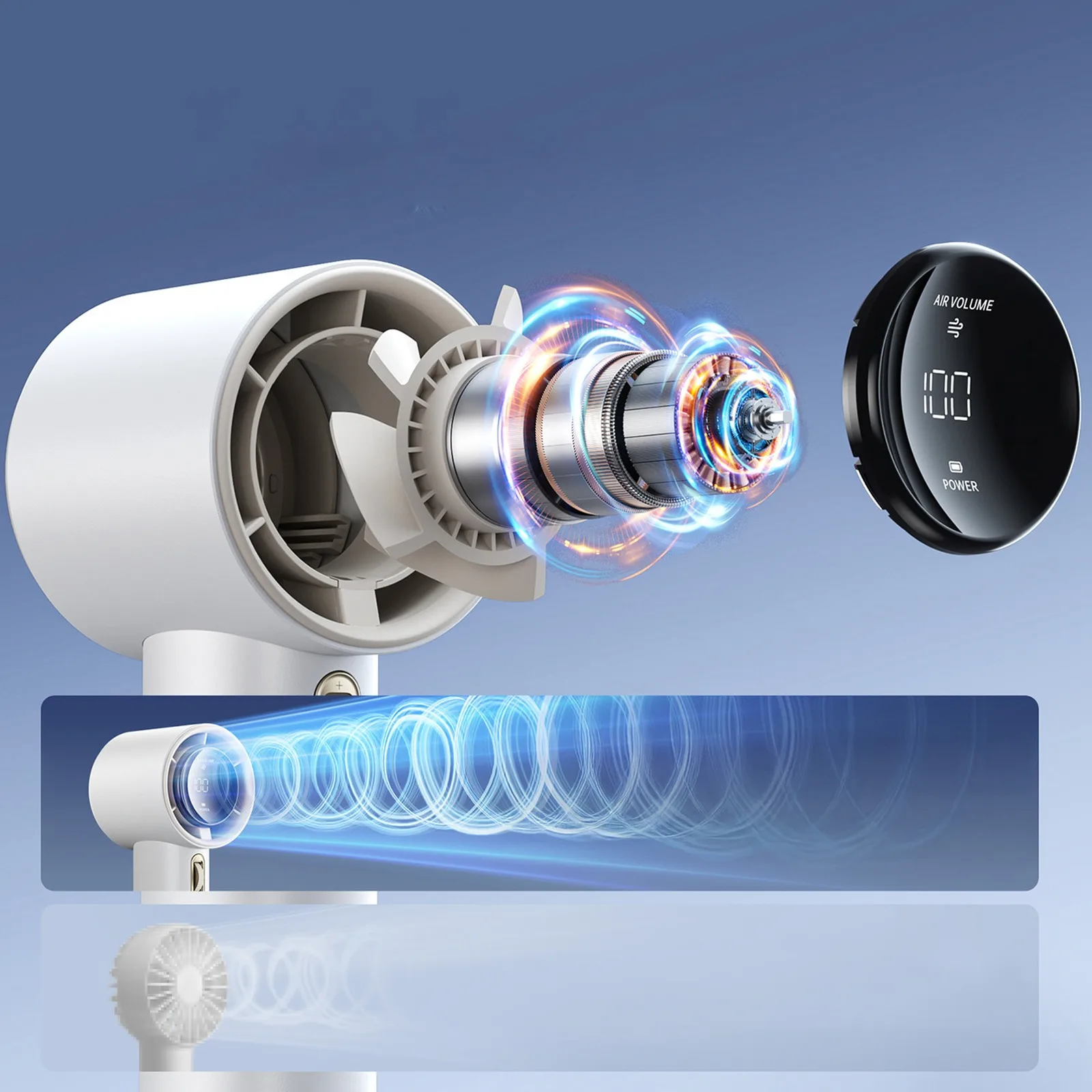 Mini ventilator, suflantă portabilă - 3600 mAh - alb 6