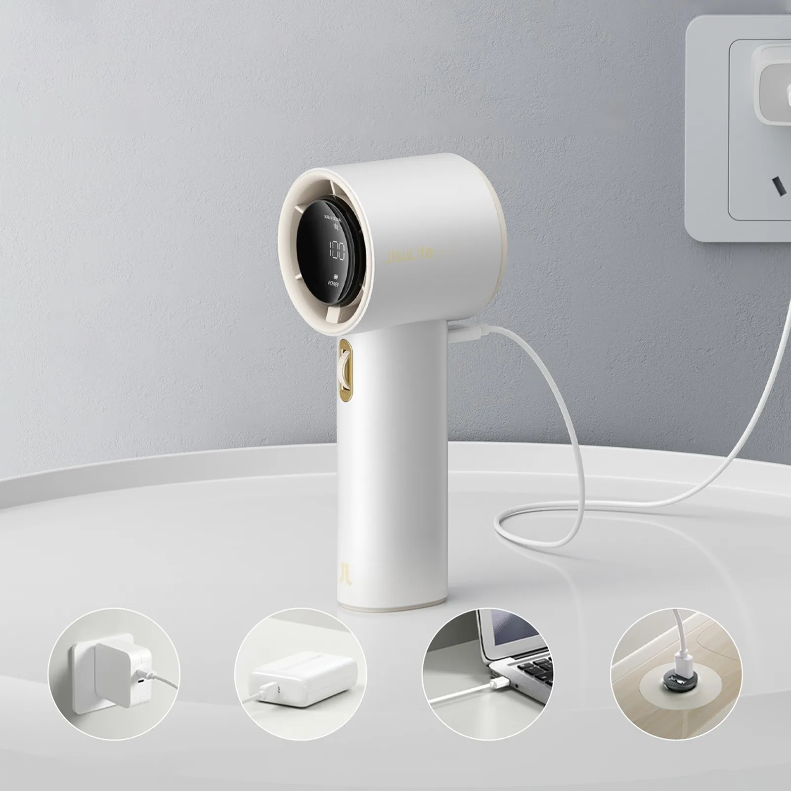 Mini ventilator, suflantă portabilă - 3600 mAh - alb 9