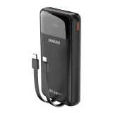 20000 mAh-s, 22,5 W-os PD USB-C/USB-A powerbank beépített iPhone Lightning–USB-C kábellel – fekete