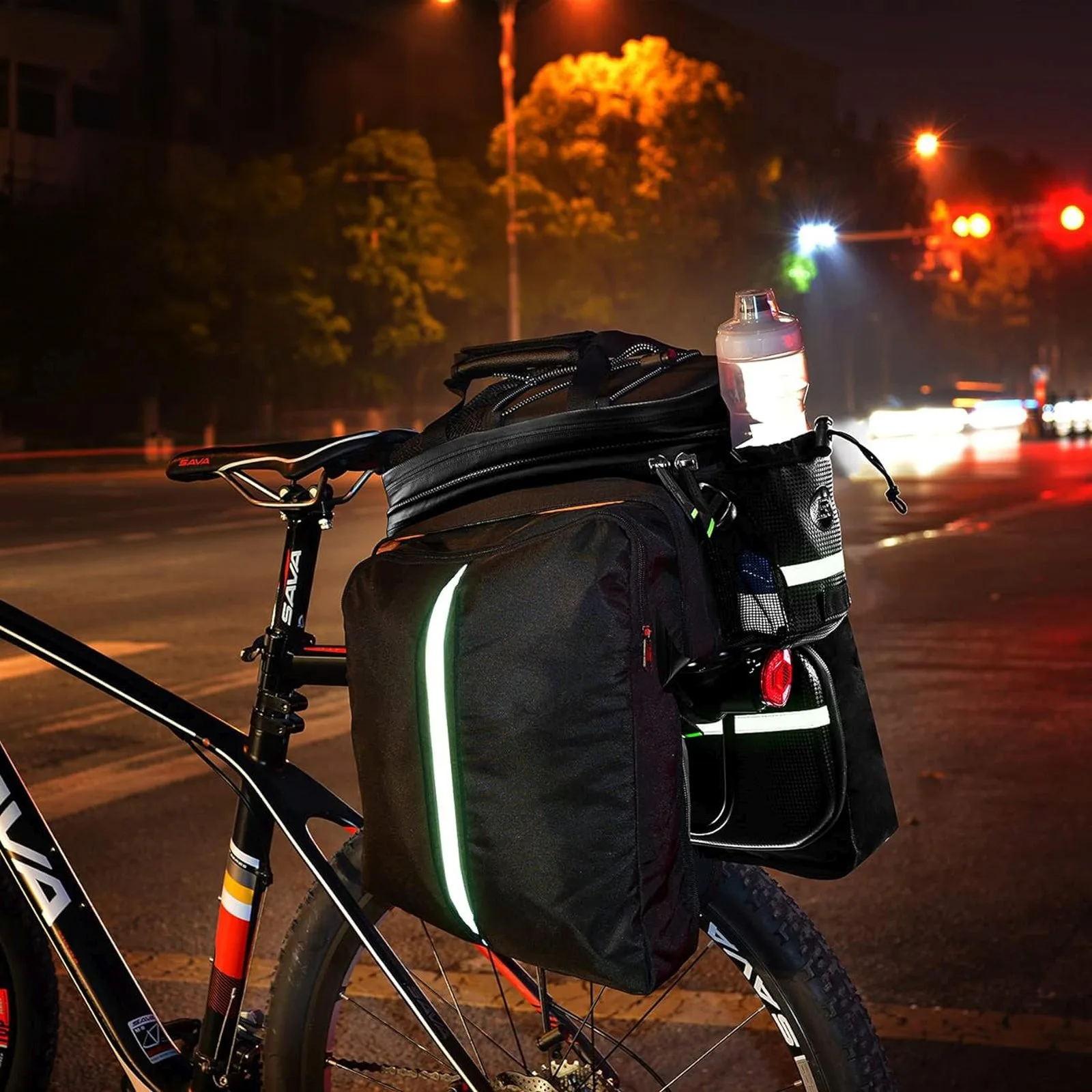 Geantă de bicicletă de 35 L cu buzunare extensibile pentru portbagaj - negru 7
