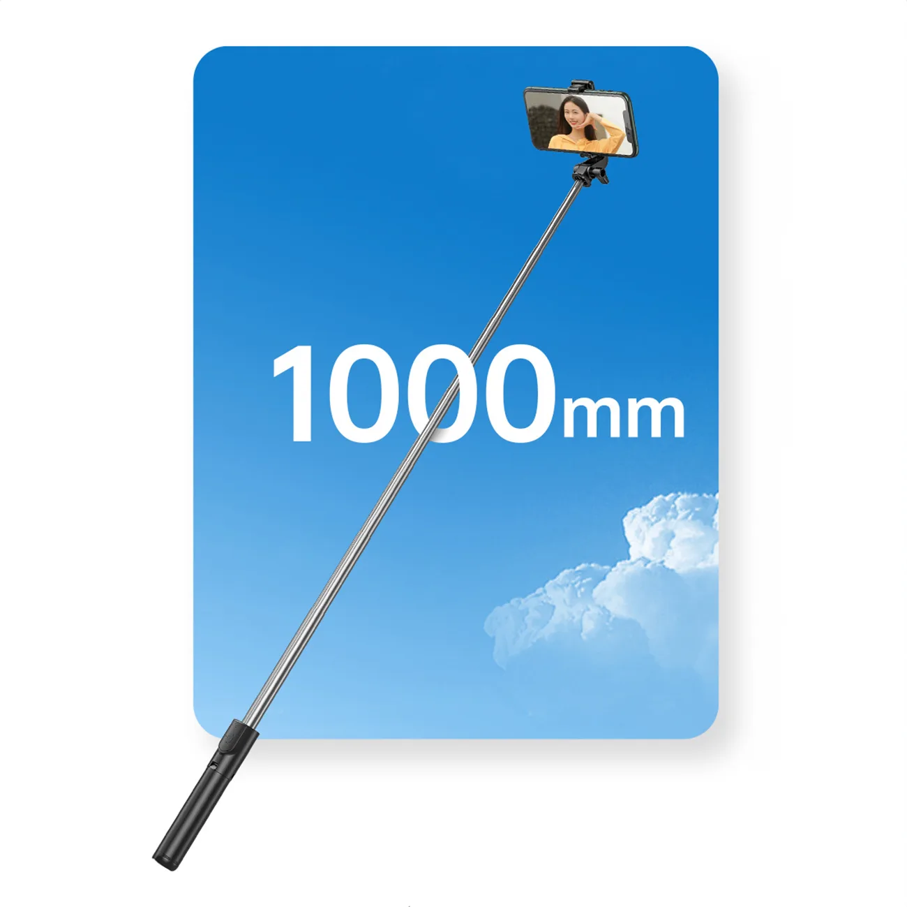 Teleszkópos szelfibot/állvány telefon tartóval, 1 m 10