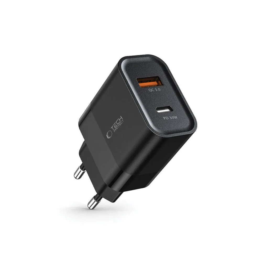C30W USB-C to USB-A 30W Wall Charger - Black 2