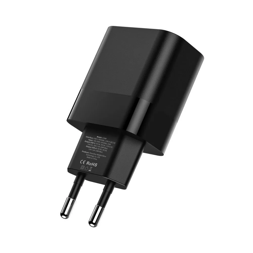 C30W USB-C to USB-A 30W Wall Charger - Black 5