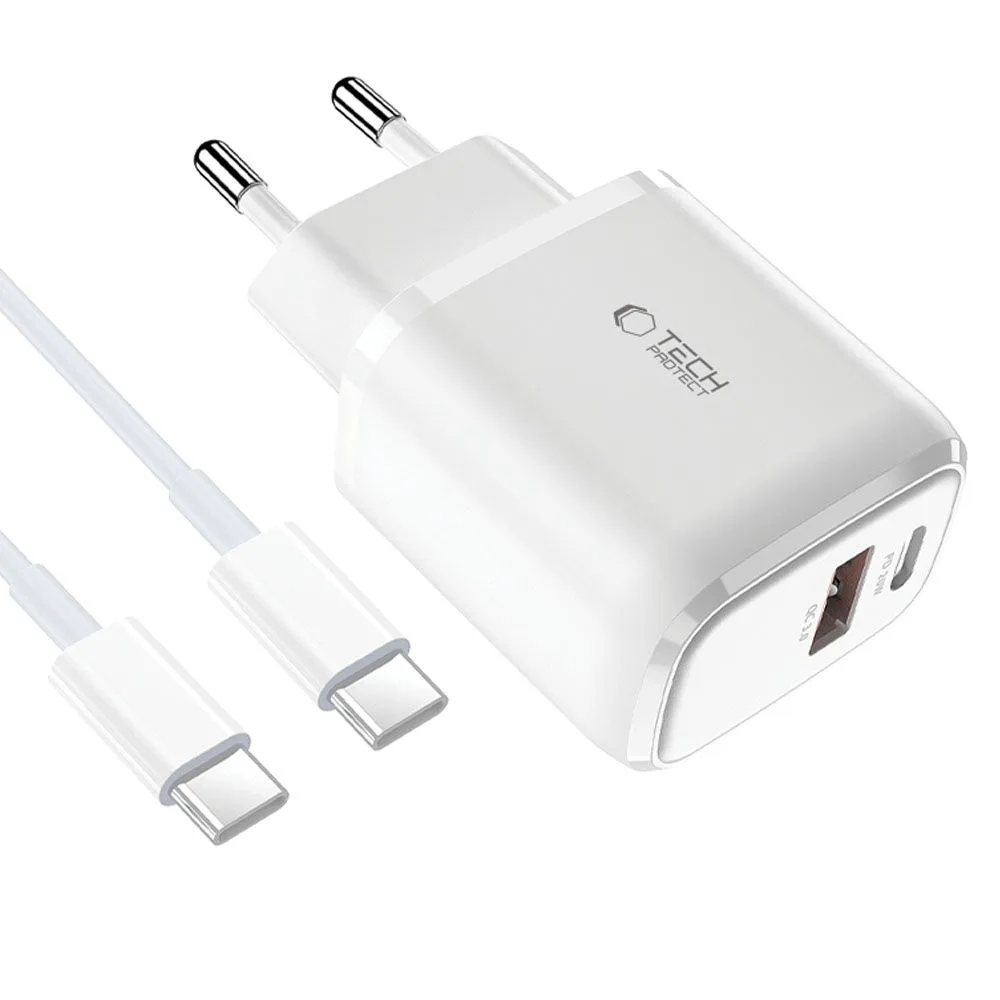C20W USB-C to USB-A 20W Wall Charger with USB-C Cable - White 2