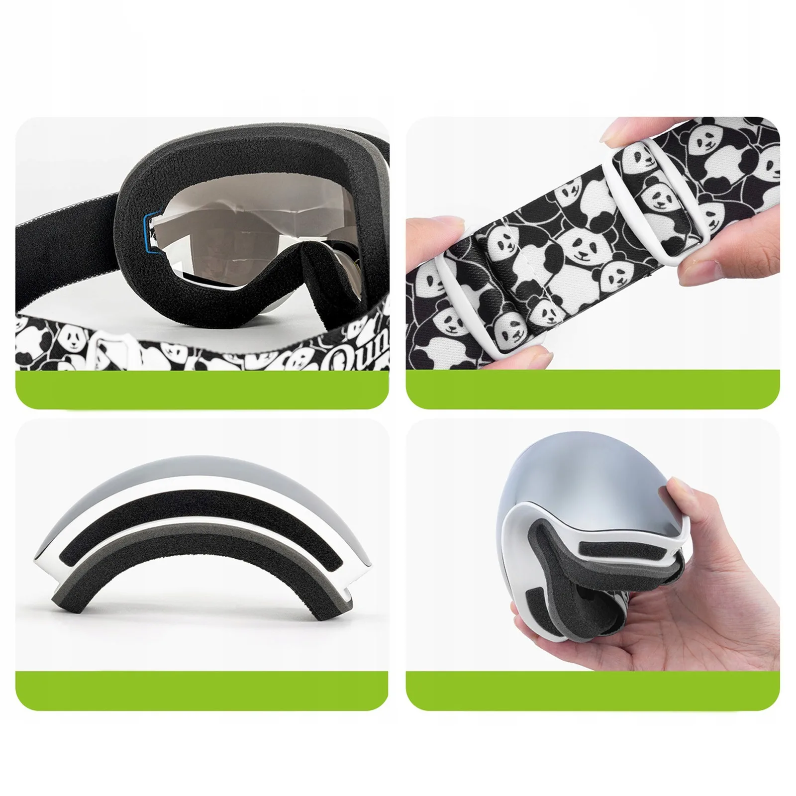Gogle narciarskie dla dzieci Panda UV400 - czarno-białe 5