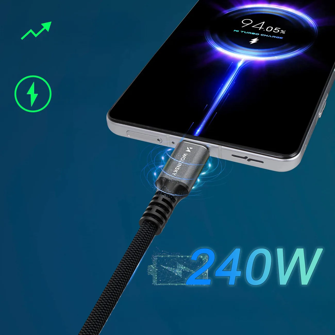 Thunderbolt 4 USB-C kábel 240 W 4K 1,5 m – fekete 6
