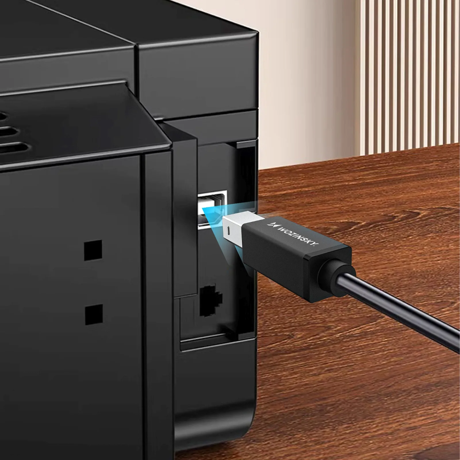 USB-B–USB-A nyomtató-/szkennerkábel, 480 Mbps, 1 m, fekete 5