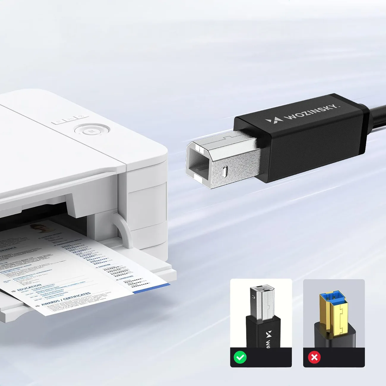 USB-B–USB-A nyomtató-/szkennerkábel, 480 Mbps, 1 m, fekete 9