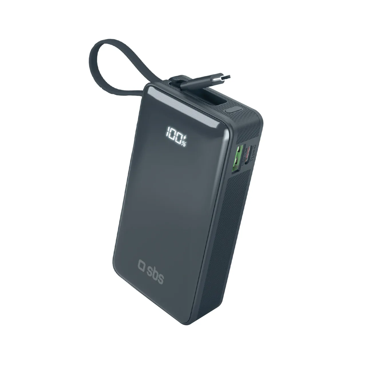 10000mAh USB-A USB-C Power Bank with Built-in Display and 20W USB-C Cable - Dark Gray 10000mAh USB-A USB-C Power Bank with Built-in Display and 20W USB-C Cable - Dark Gray