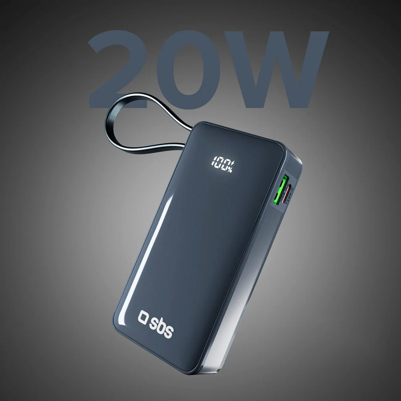 10000mAh USB-A USB-C Power Bank with Built-in Display and 20W USB-C Cable - Dark Gray 4