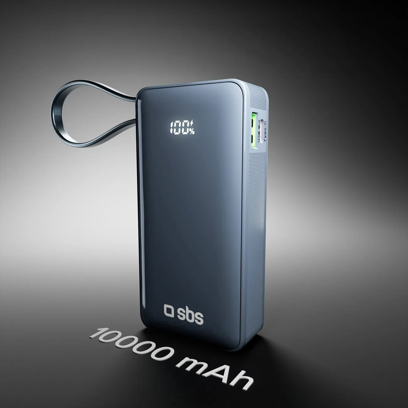 10000mAh USB-A USB-C Power Bank with Built-in Display and 20W USB-C Cable - Dark Gray 9