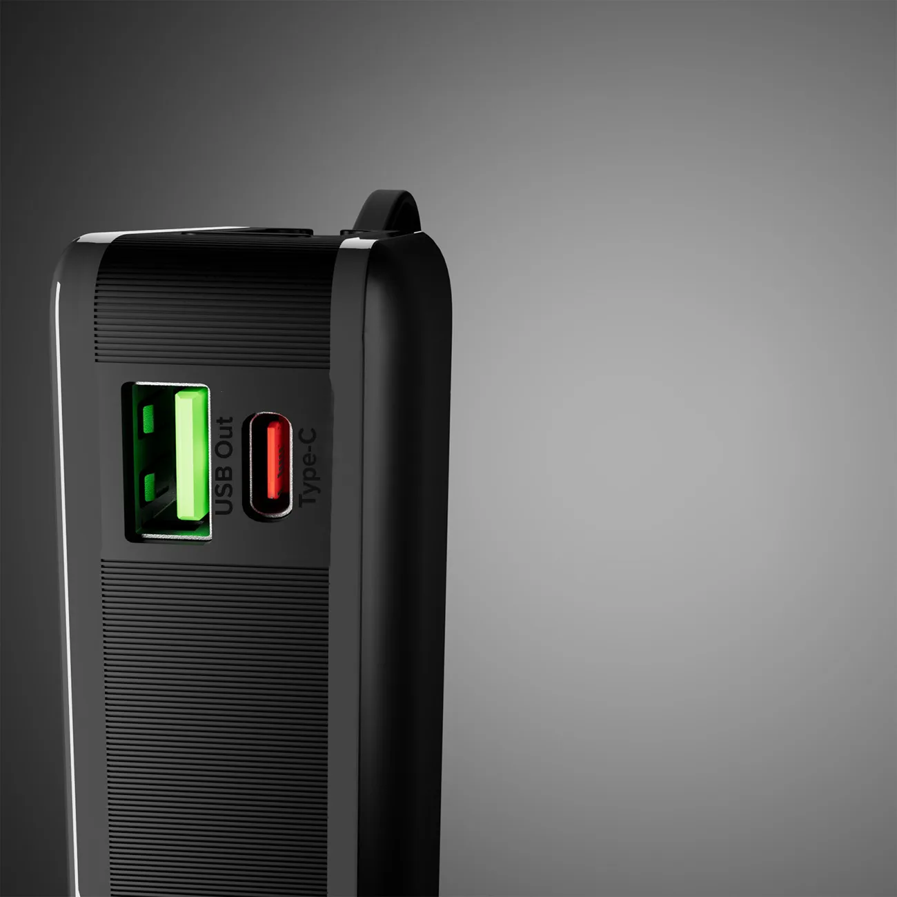 20000 mAh-s USB-A és USB-C power bank beépített kijelzővel és 20 W-os USB-C kábellel – fekete 7