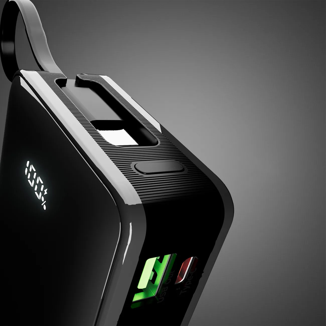 20000 mAh-s USB-A és USB-C power bank beépített kijelzővel és 20 W-os USB-C kábellel – fekete 9