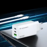 Încărcător de perete GaN USB-A la USB-C cu cablu USB-C, 65 W - Alb 11