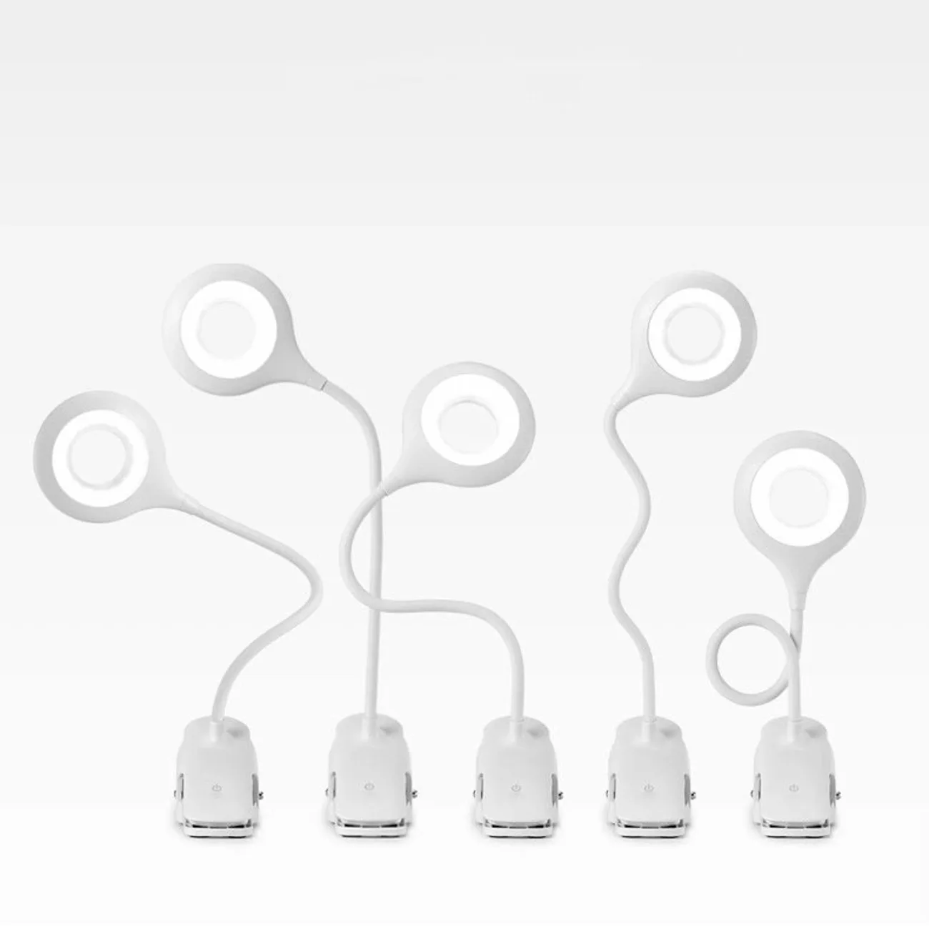 Mini vezeték nélküli LED olvasólámpa kapcsokkal és USB-C kábellel, 80 lm - fehér 5