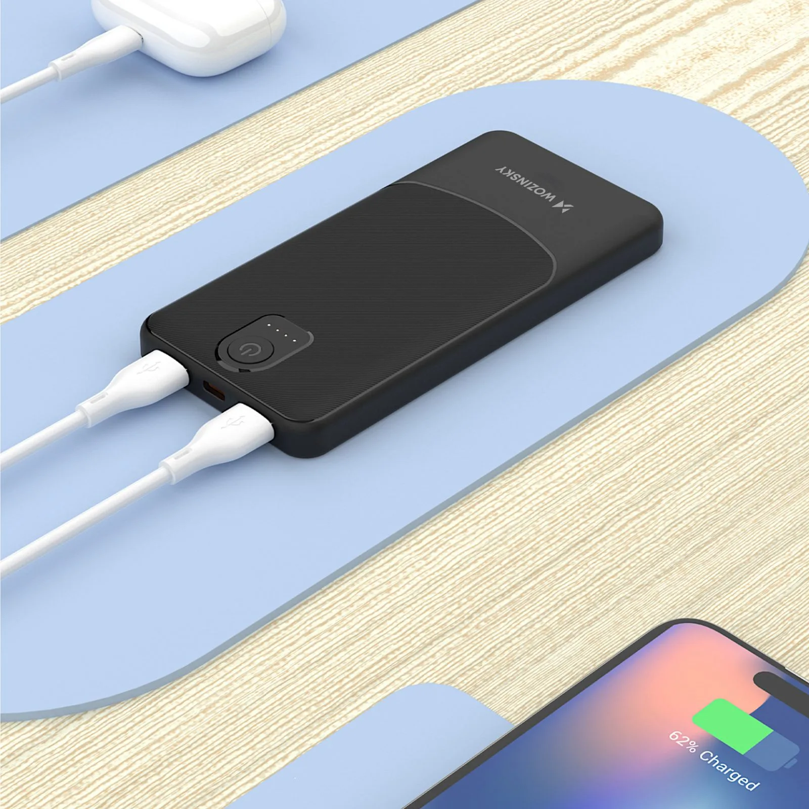 Wpower WPBBK-2 10000mAh Power Bank USB-A USB-C - Čierna 6