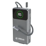 K31 Pro 20000mAh Power Bank s uvlačivim 45W USB-C kabelom - siva