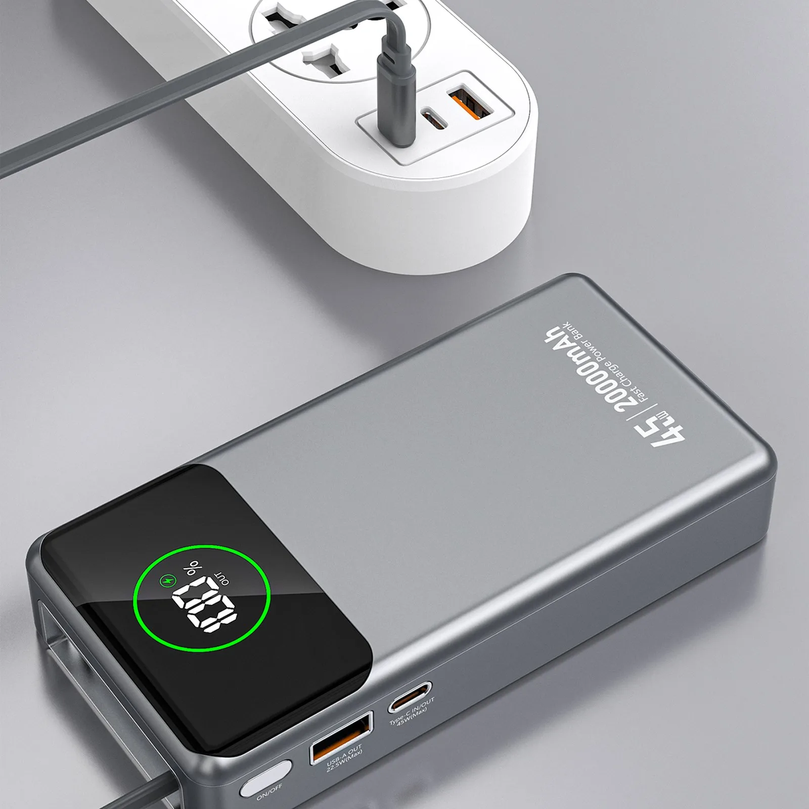 Powerbank K31 Pro 20000mAh ze zwijanym kablem USB-C 45W - szary 9