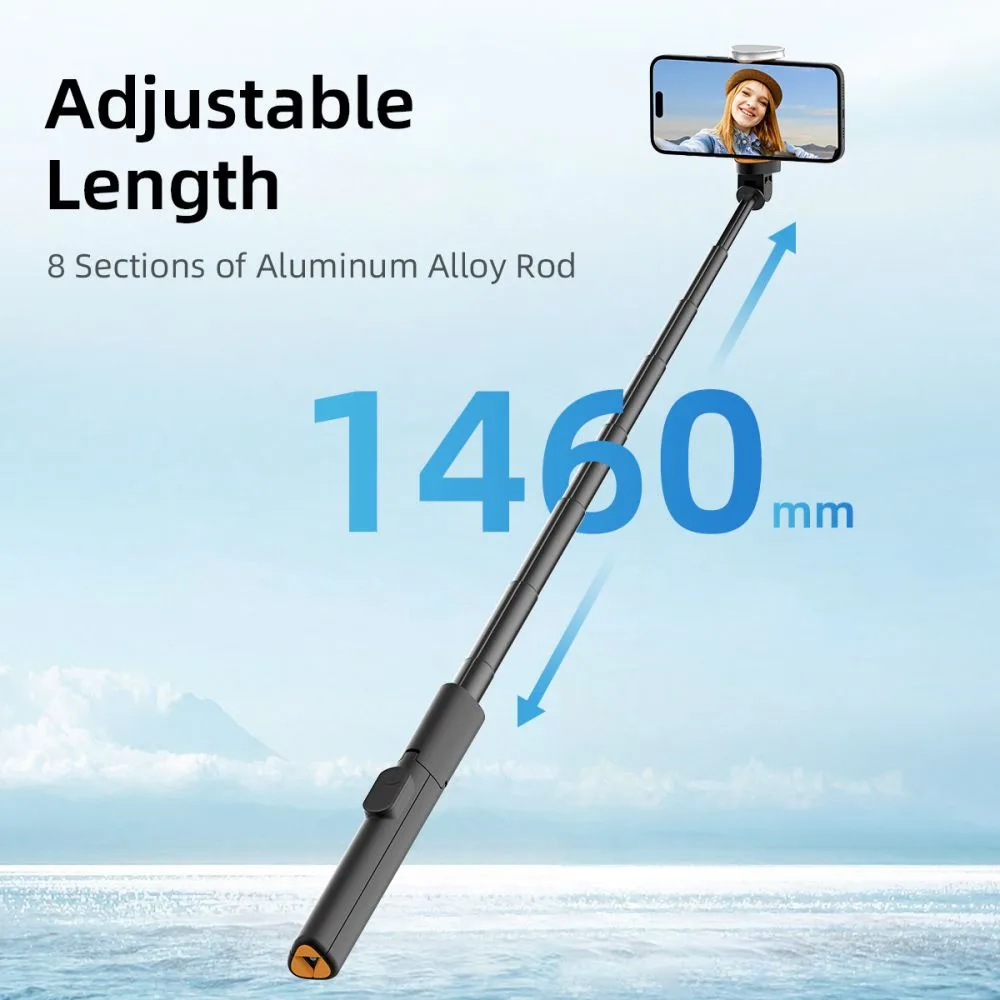 Selfie tyč, fototyč, statív, skladací s diaľkovým ovládaním cez Bluetooth, 146 cm 6