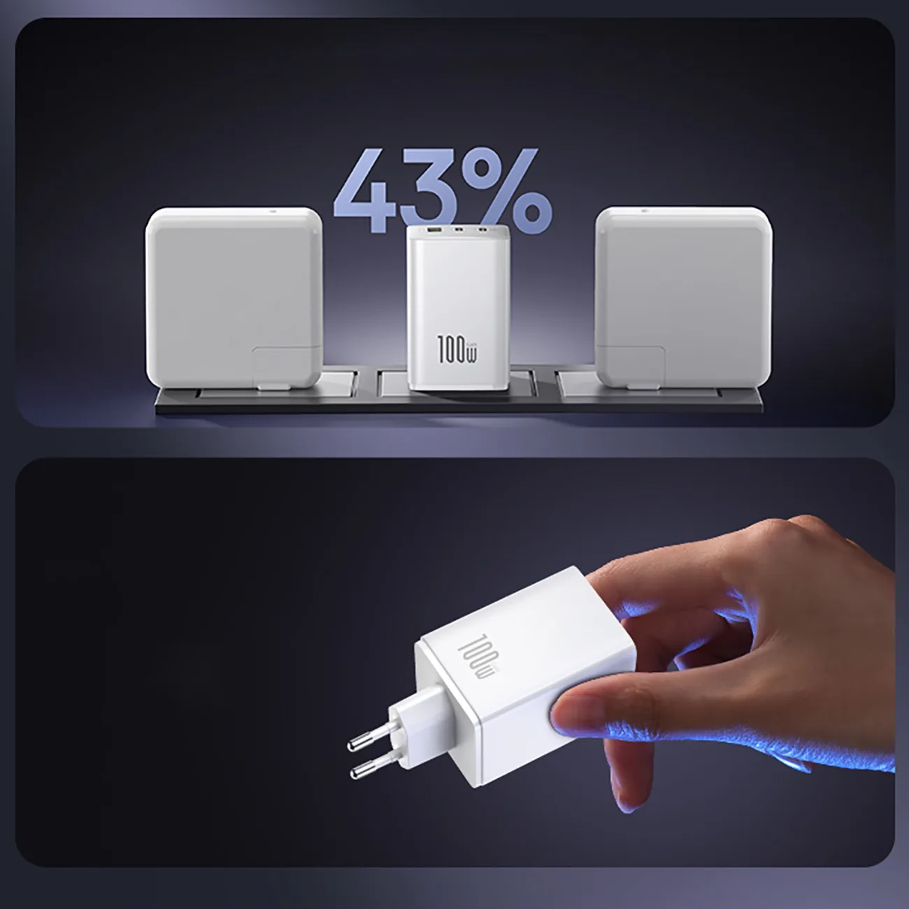 EnerFill FE11 2x USB-C USB-A 100W Wall Charger - White 4