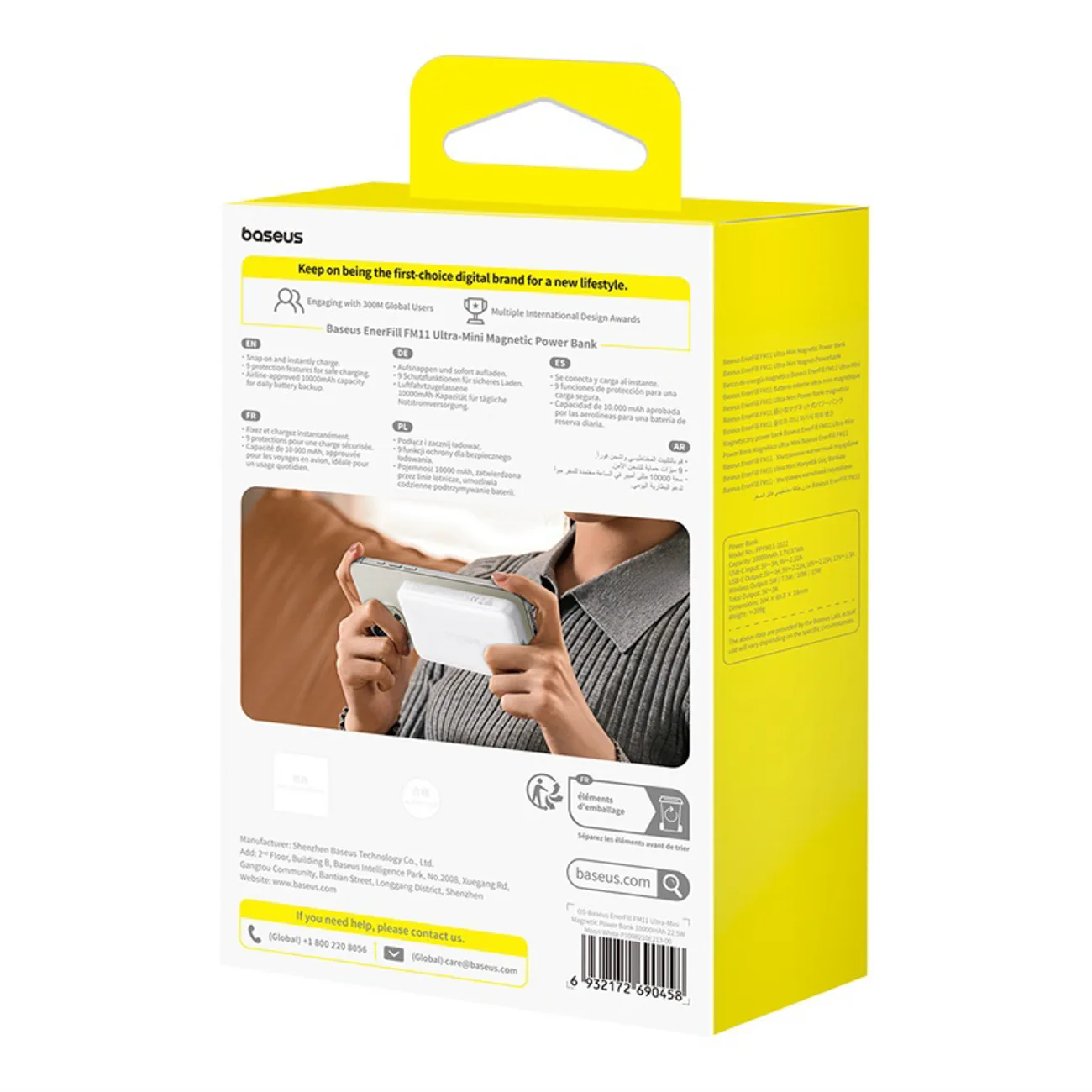 Powerbank bezprzewodowy EnerFill FM11 10000mAh 22.5W MagSafe z kablem USB-C 30cm - biały 7