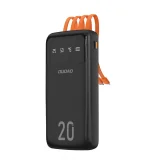 K6Pro+ 20000mAh Power Bank s ugrađenim USB-C, microUSB i iPhone Lightning kabelima - crna