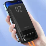 K6Pro+ 20000mAh Power Bank s ugrađenim USB-C, microUSB i iPhone Lightning kabelima - crna 4