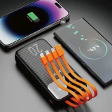 K6Pro+ 20000mAh Power Bank s ugrađenim USB-C, microUSB i iPhone Lightning kabelima - crna 5