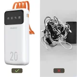 K6Pro+ 20000mAh Power Bank s ugrađenim USB-C, microUSB i iPhone Lightning kabelima - crna 6