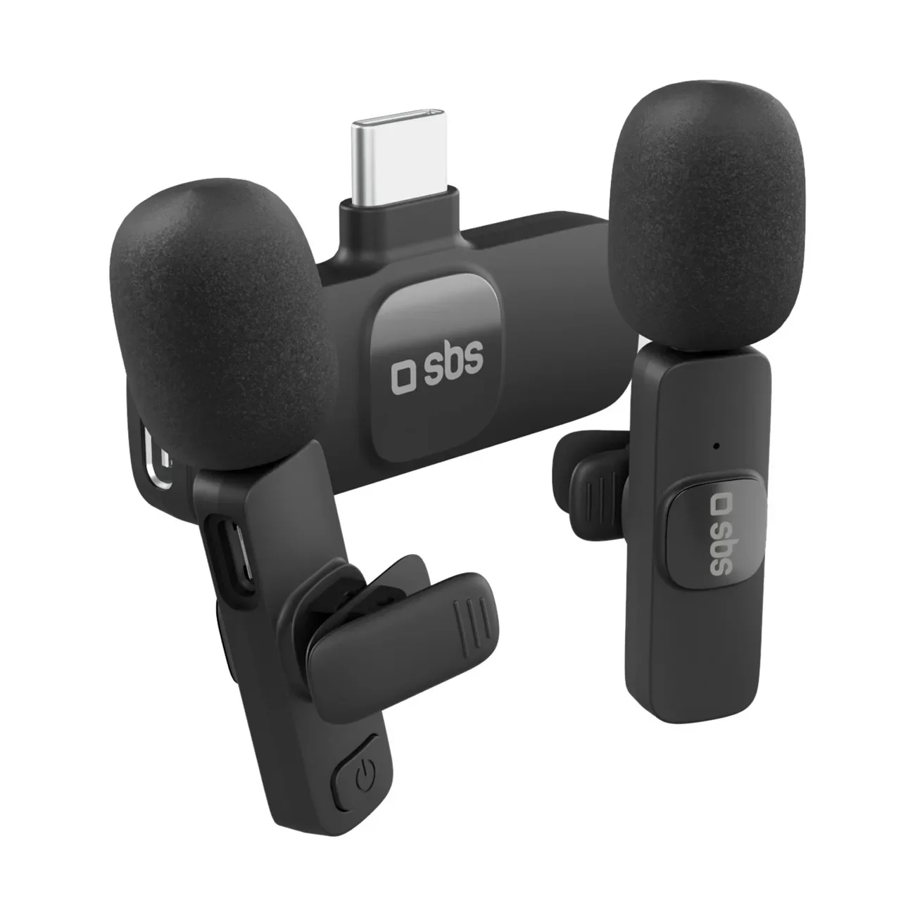 Bežični lavalijeri s USB-C prijemnikom - crni - 2 kom.