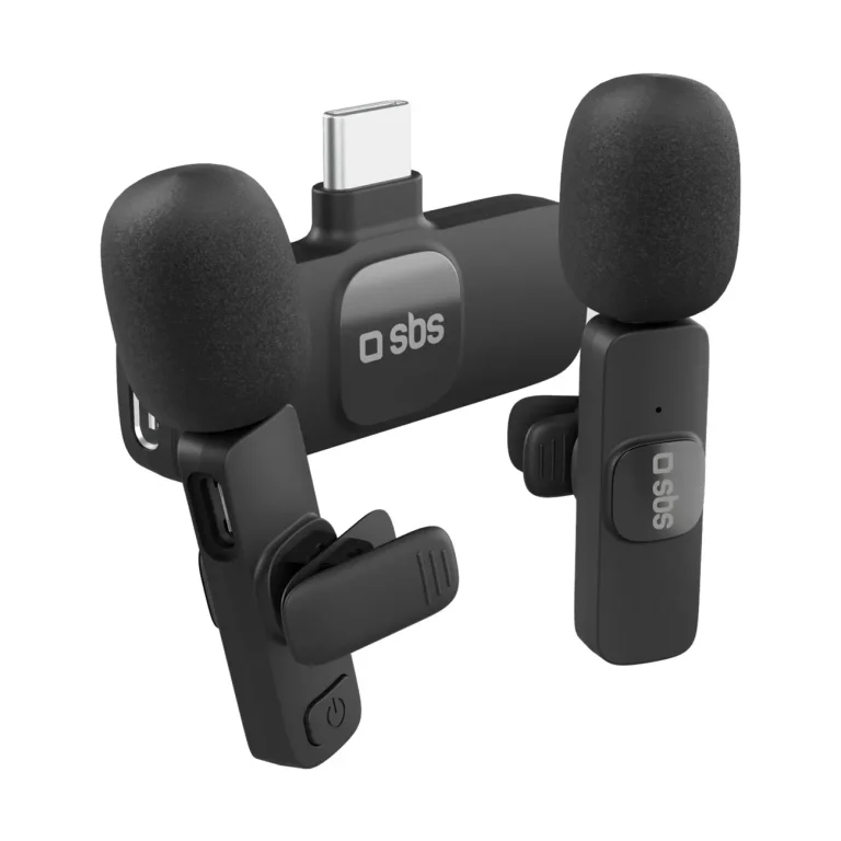Vezeték nélküli lavalier mikrofonok USB-C vevővel – fekete – 2 db.