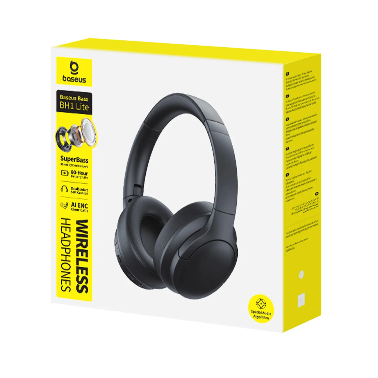 BH1 Bluetooth wireless over-ear headphones with powerful bass - black 4