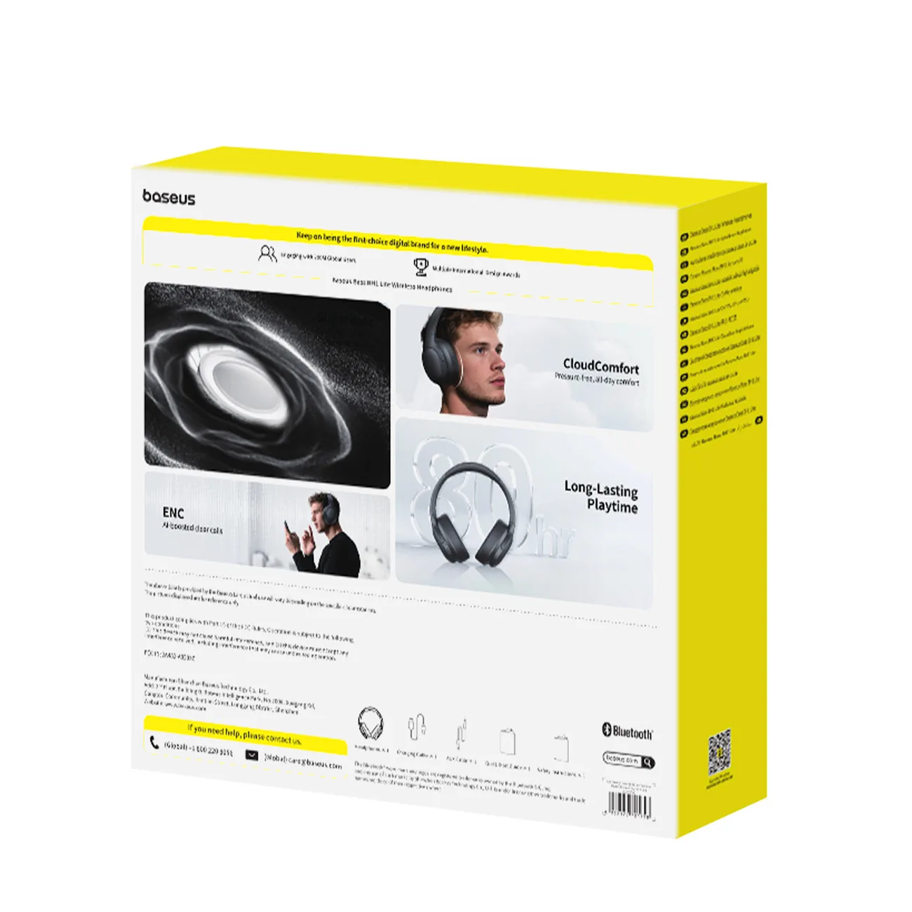 BH1 Bluetooth wireless over-ear headphones with powerful bass - black 5