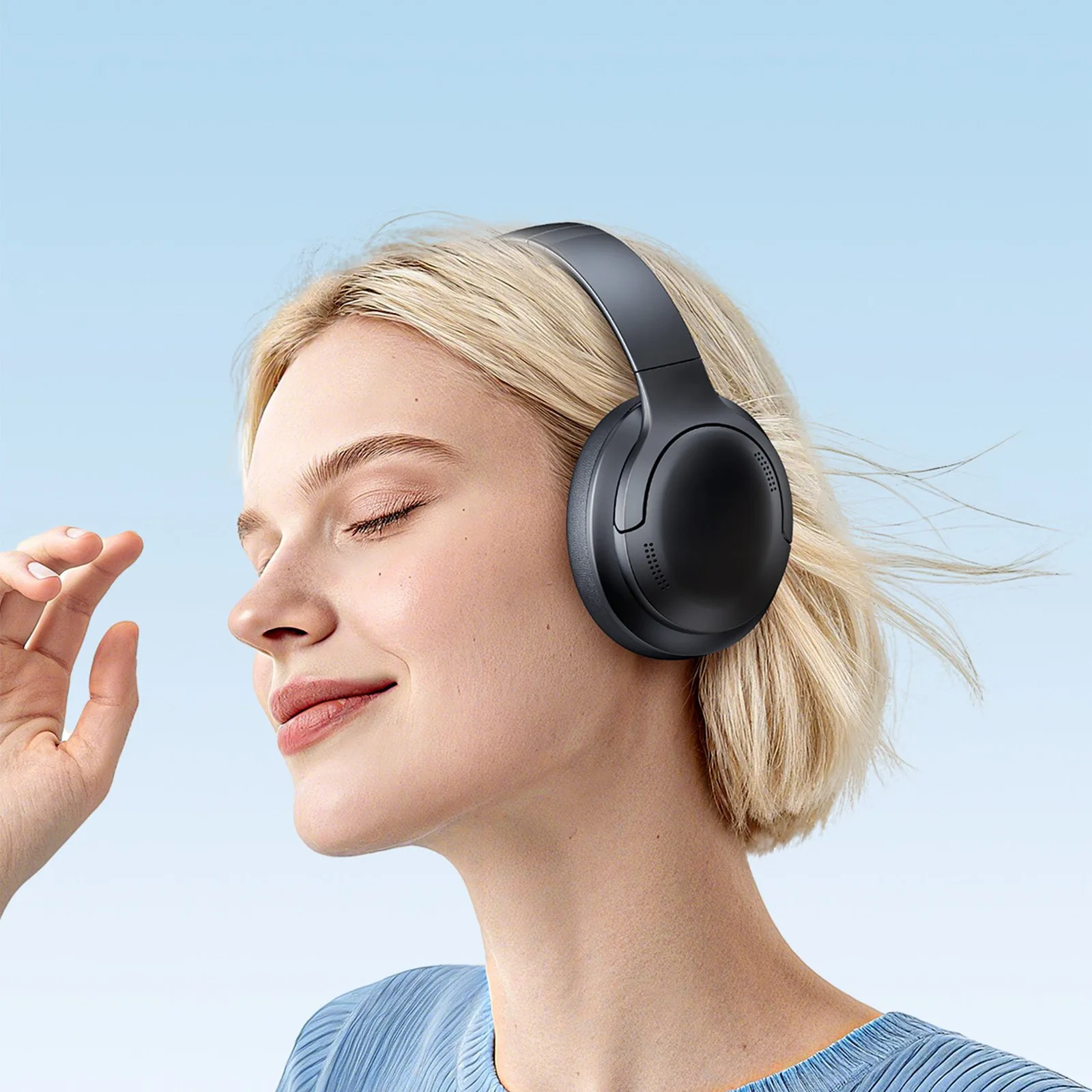 BH1 Bluetooth wireless over-ear headphones with powerful bass - black 6