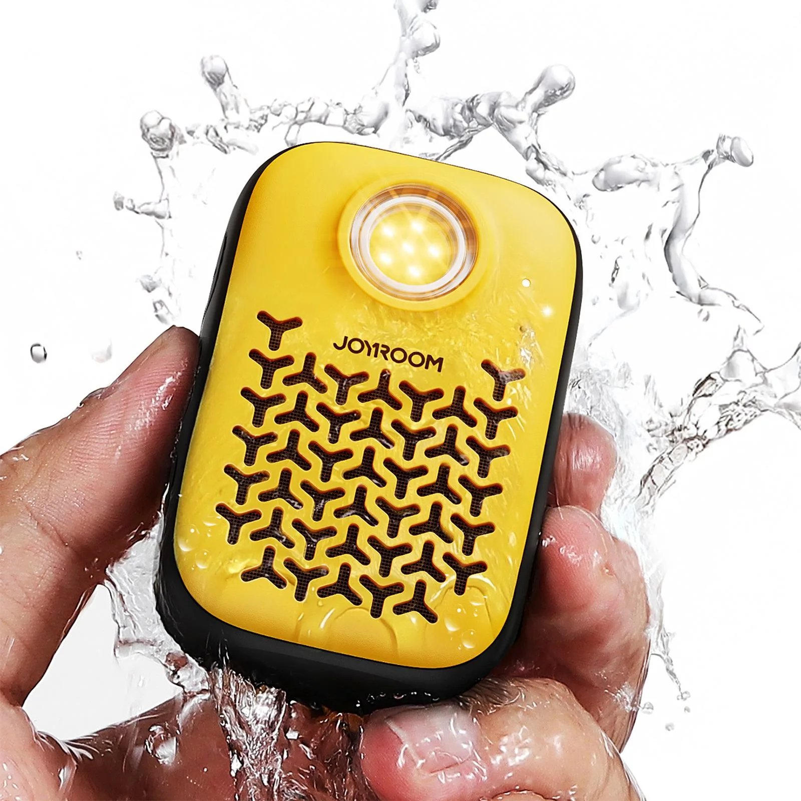Difuzor portabil cu lanternă, magnet, clemă și Bluetooth, IP67 - galben 3