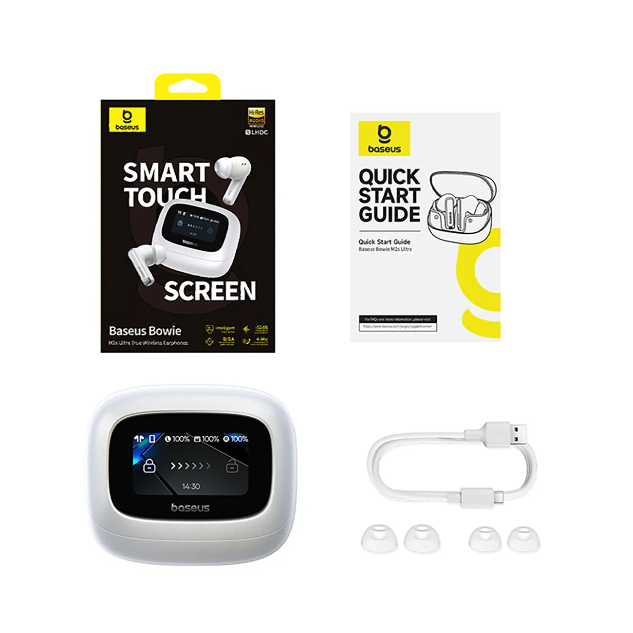 Bowie M2s Ultra TWS wireless earbuds with display - white 6