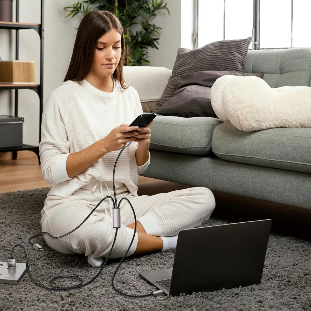 3-in-1 USB-A to Lightning / USB-C / micro USB Cable, 1 m, Gray 3