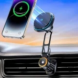 Držač za automobil s Qi MagSafe 15W bežičnim punjačem i ventilatorom za ventilaciju - crni 9
