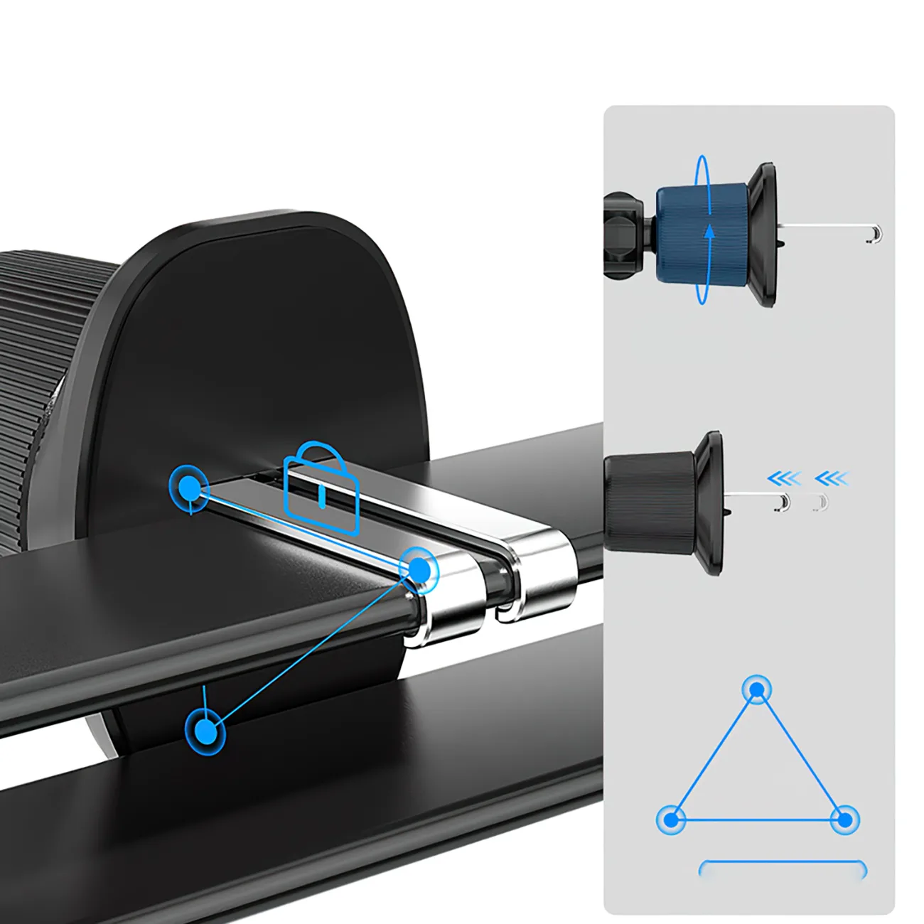 Klemmenhalterung für das Armaturenbrett mit 15-W-Wireless-Ladegerät – schwarz 11