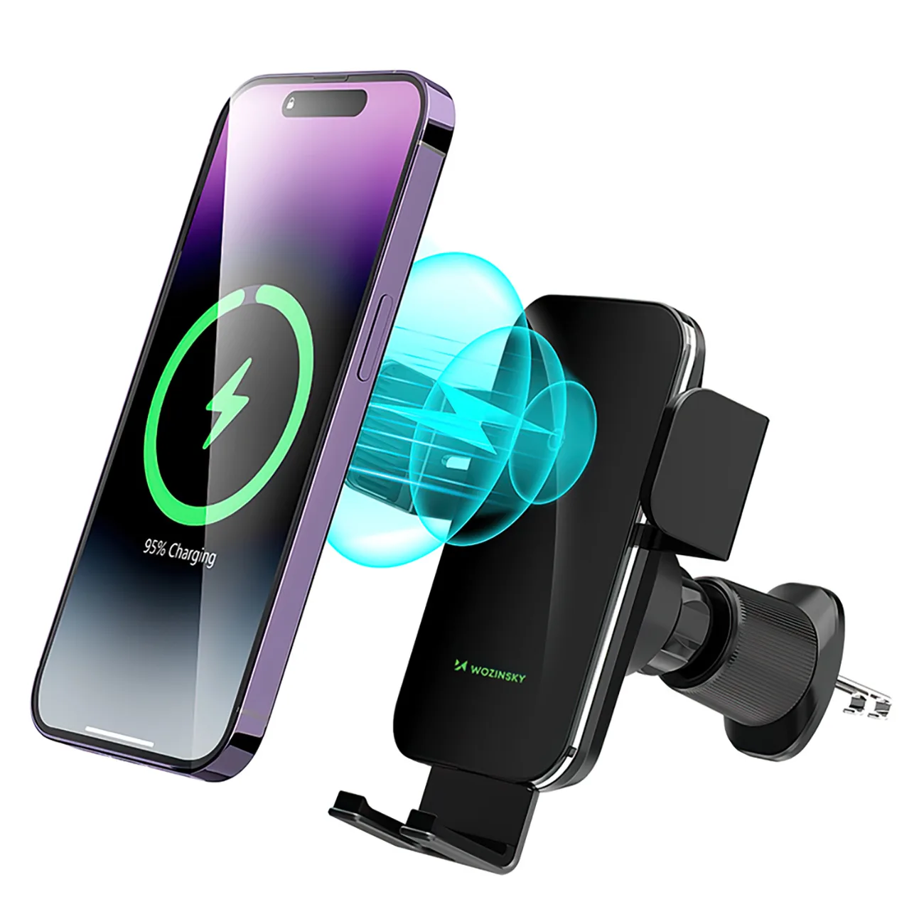 Klemmenhalterung für das Armaturenbrett mit 15-W-Wireless-Ladegerät – schwarz 2